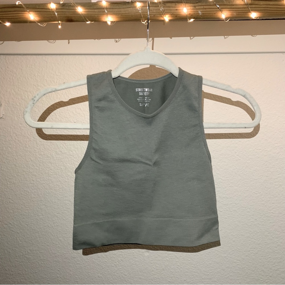 small sage green cropped tank